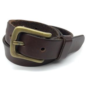 Abercrombie & Fitch Brown Genuine Leather Belt Mens 32 Solid Brass Buckle
